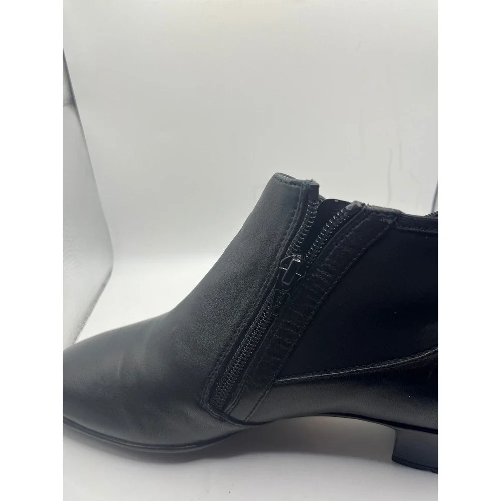 Sesto Meucci Black Leather Ankle Boots Women's Size 7 Side‎ Zip Block Heel